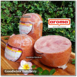 Aroma Bali frozen pork HAM HONEY half cut as steaks 1cm 3/8" (price/pack 5pcs 1kg)